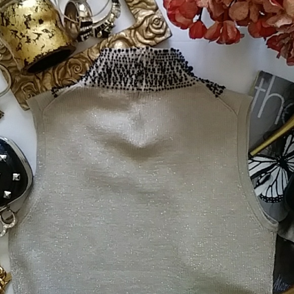 GRACE ELEMENTS Beaded Mock Neck Cocktail Pullover Sweater Top - Picture 7 of 8